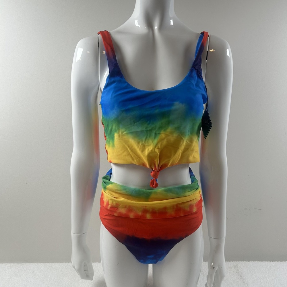 Zaful Bikini Set Womens M Rainbow Tie Dye Tank High Waist Bottoms Swimsuit
